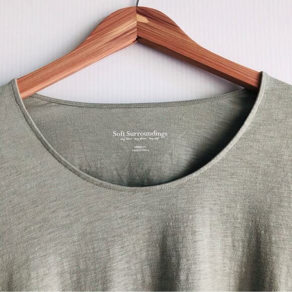 Soft Surroundings light green long sleeve top with button detail on sleeves med - Picture 3 of 6